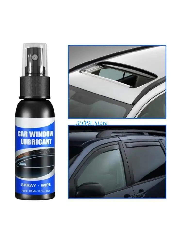 U13C 60ml Car Window Lubricants Door Glass Lifting Agent Strips Belt Seal Softening Agent with Cloth Window Track Cleaner