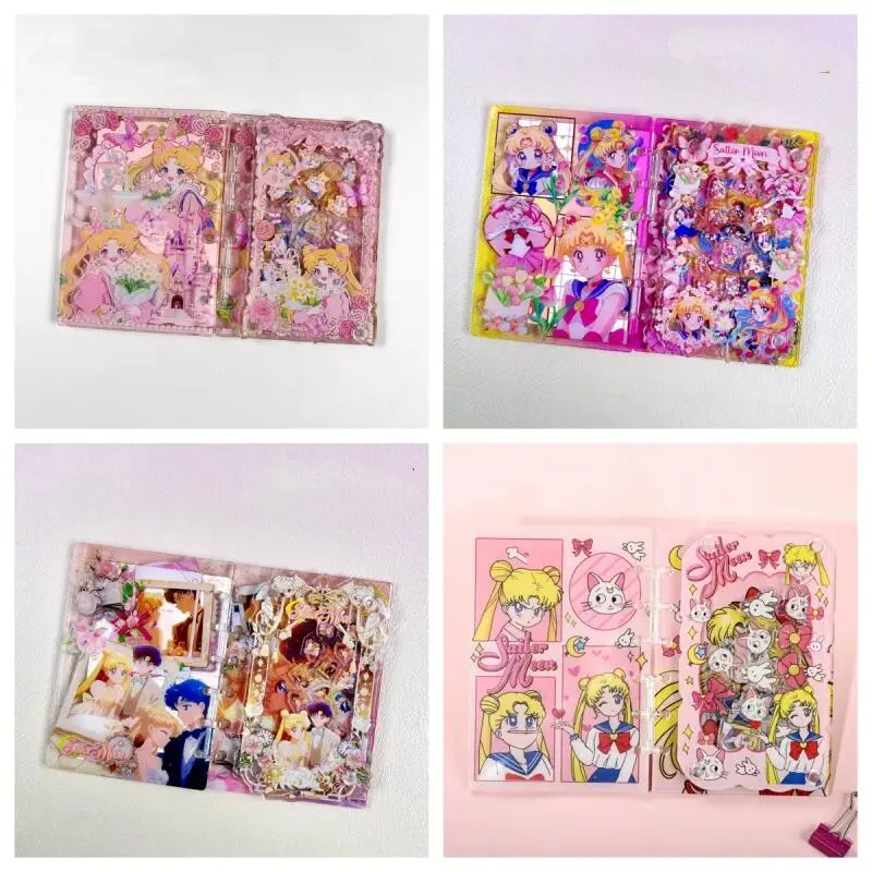 Carnet de notes créatif en acrylique A7 à feuilles mobiles, motif dessin animé japonais Sailor Moon, papeterie étudiante DIY, cadeaux