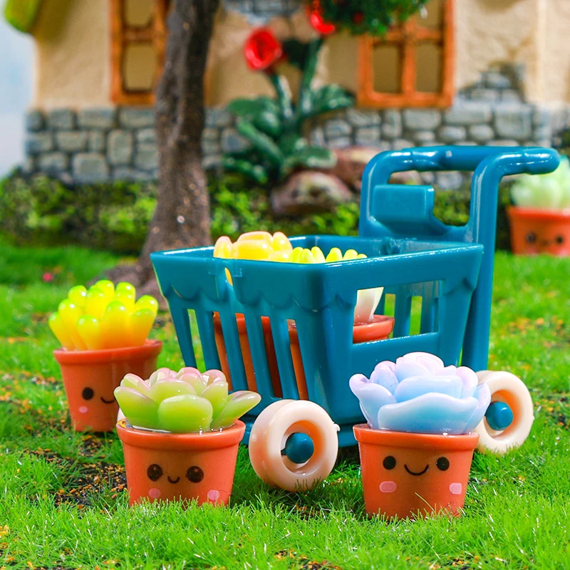 كارتون نبات عصاري بوعاء تمثال مصغر ، لطيف Kawaii زخرفة سطح المكتب الصغيرة ، إبداعي DIY ديكور المنزل ، الهدايا