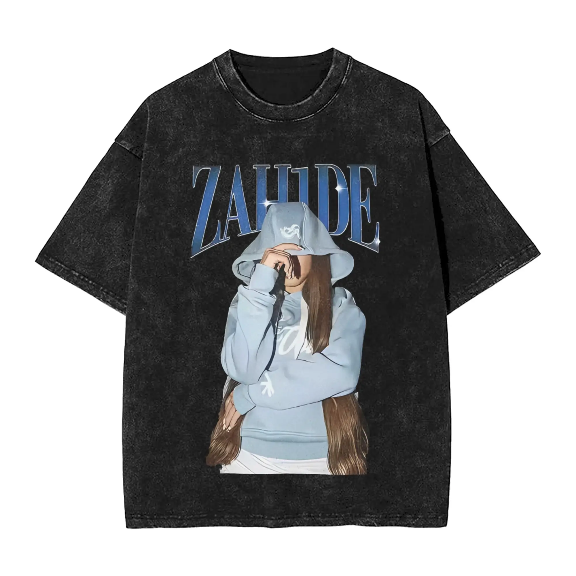 

Zahide Rapper Music T Shirt Hip Hop Washed 100% Cotton Oversize T-Shirts Vintage Men Women Tops Streetwear Printed Tops Tees