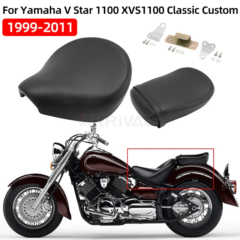 Moto Anteriore Rider Conducente Sedile Passeggero Posteriore Cuscino Sedile Per Yamaha V Star 1100 XVS1100 Classic Custom 1999-2011