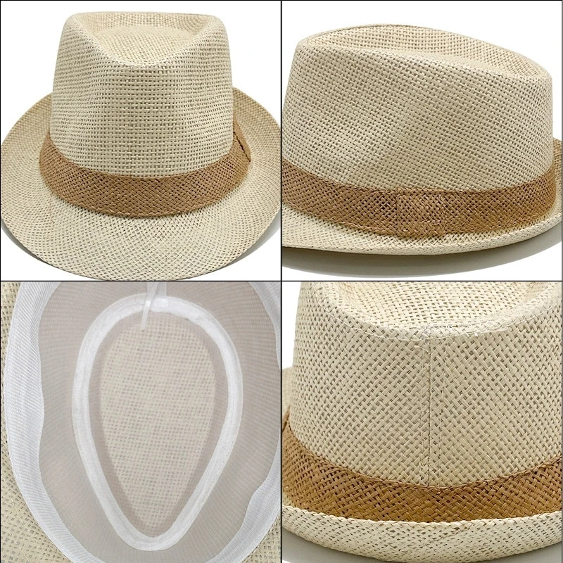 Britischer Jazz-Hut für Herren, Frühling und Sommer, neuer Stil, Sonnenschutz, Strohhut, Strandhut, Strohhut für den Freizeitbereich – Detail 4