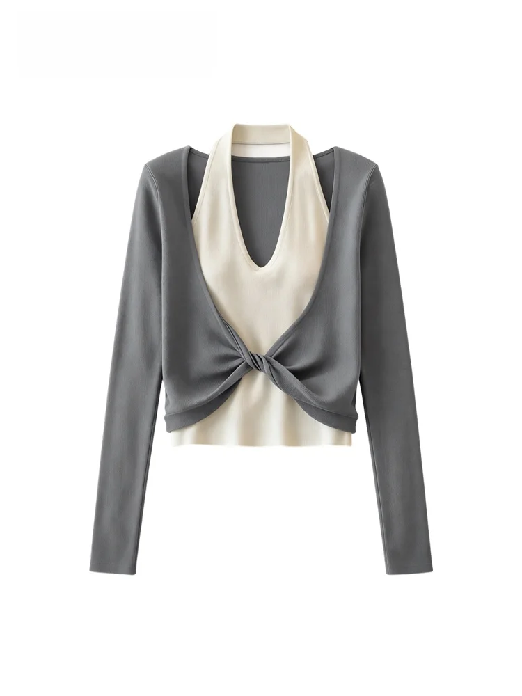 

plus Size Women's T-irt V-Ne Hollow out Design Autumn Winter Faion Base Layer Top for plus Size Girls Regular Fit