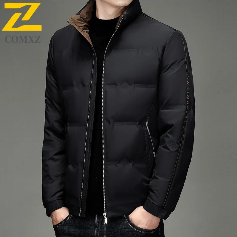 COMXZ 2025 Mens Winter Fleece Thick Puffer Softshell Jacket Outdoor Business Elderly Father Warm Tactics lightweight Windbreaker