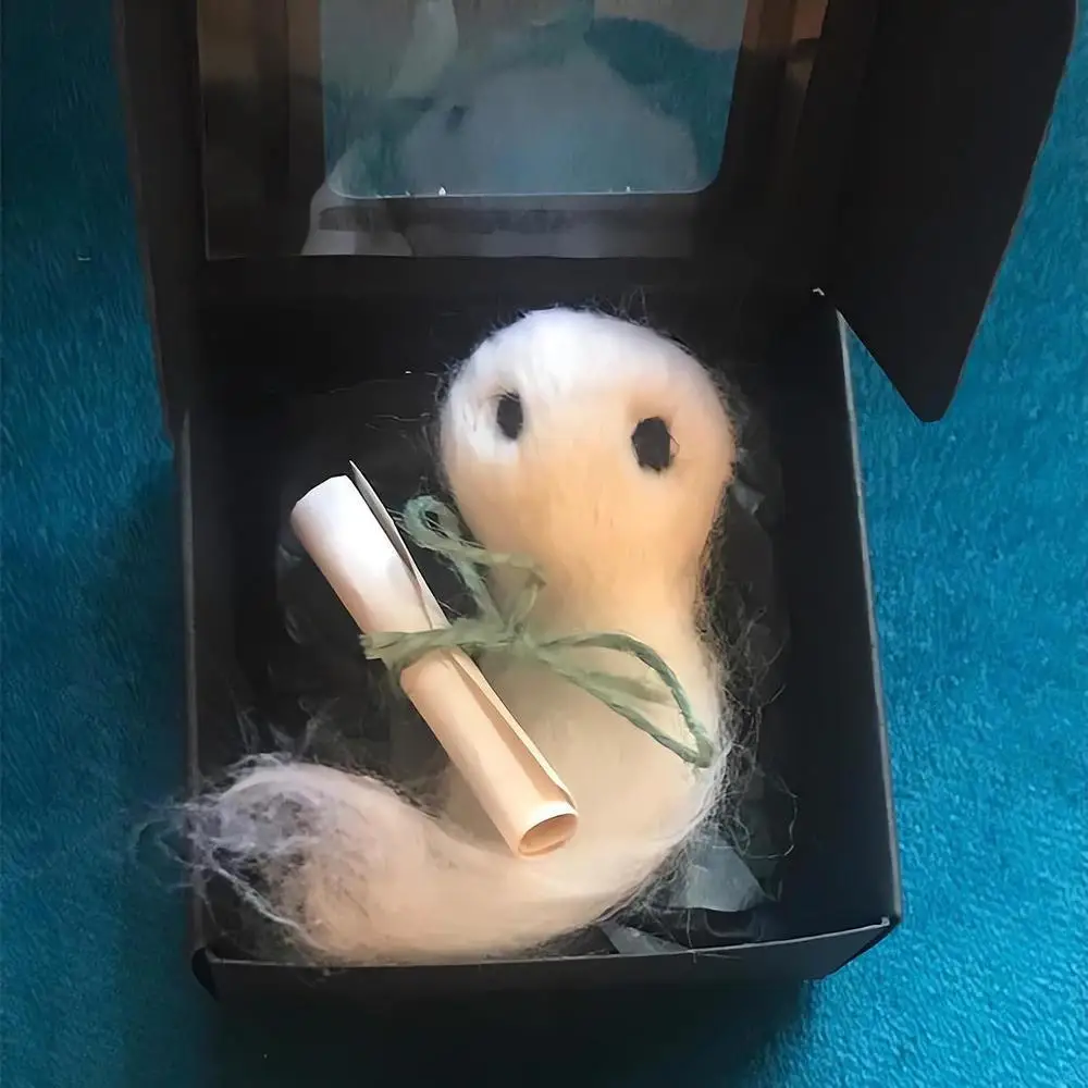 New Halloween Creative Adopt A Ghoste Matchbox White Wool Feltes Ghostes And Tiny Scroll Set Handmade Holiday Gift 2023 New