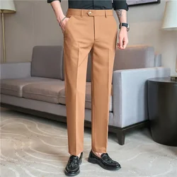 Men Pinstripe Suit Pants Hombre Pantalones 2024 Autumn Stretch Slim Formal Trousers for Men Casual Dress Pants Men Clothing