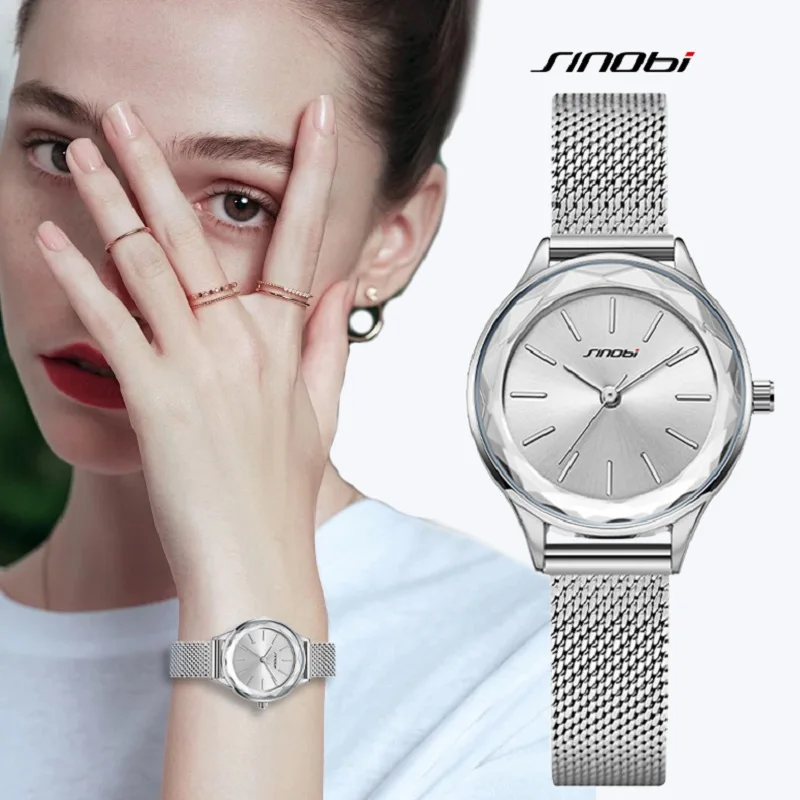 SINOBI Fashion Golden Women\'s Watch Top Luxury Woman Quartz Wristwatches Original Design Elegant Ladies Clock Relogio Feminino