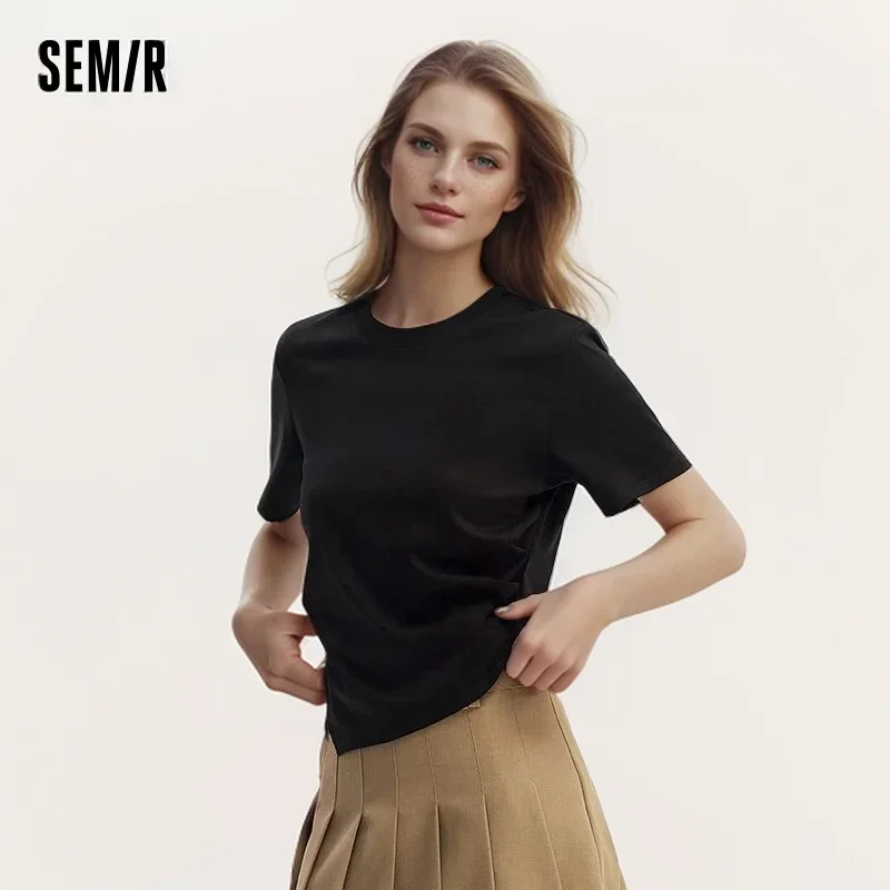 Semir Short-Sleeved T-Shirt For Women Short And Slimming With A Small Surprise New In 2024 Summer Pure Cotton Top