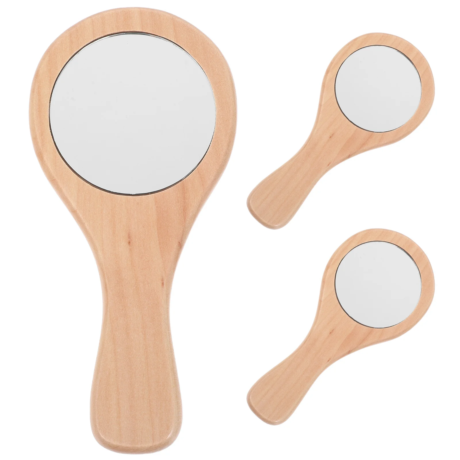 3 قطع مرآة مكياج محمولة بإطار خشبي مستدير محمول بحجم الجيب للسفر للاستخدام اليومي مرآة مدمجة للنساء والرجال #6