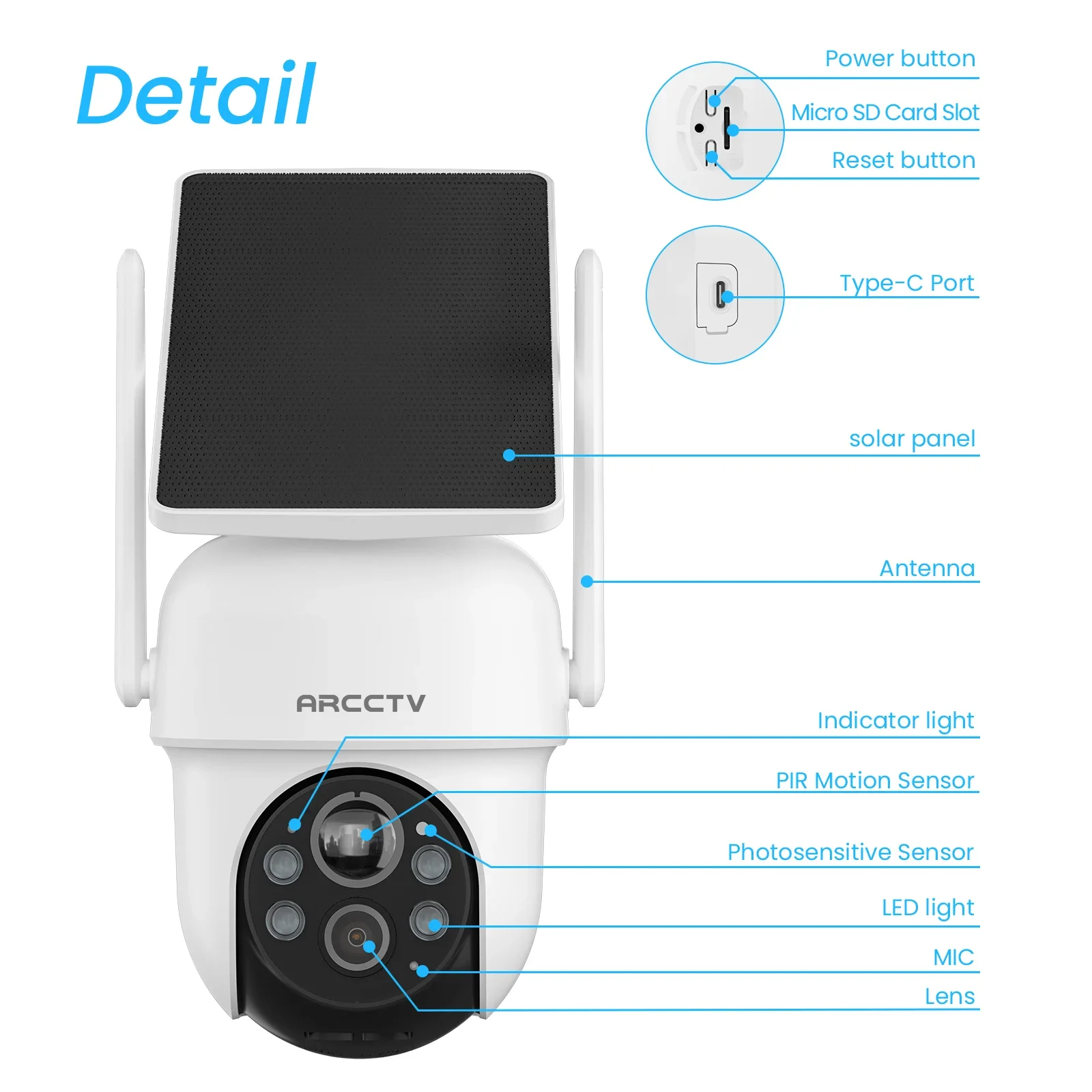 ARCCTV 4MP Solar Wifi Kamera Kit Outdoor Wireless Sicherheit Überwachung Kamera Set Sirene Alarm Humanoiden Erkennung Zwei-wege Audio – Detail 13