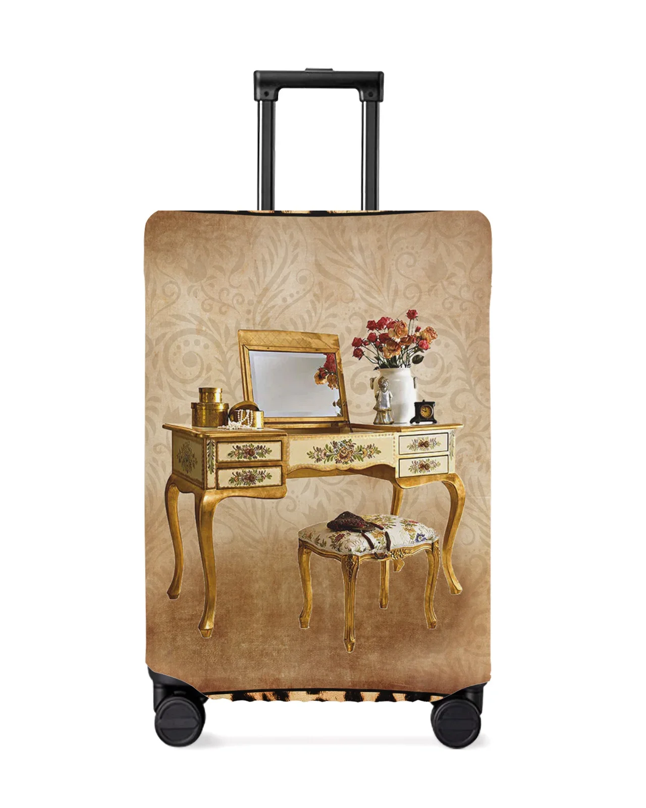 Leopard Print Animal Skin Texture Dressing Table Luggage Cover Stretch Baggage Dust Cover for 18-32 Inch Travel Suitcase Case