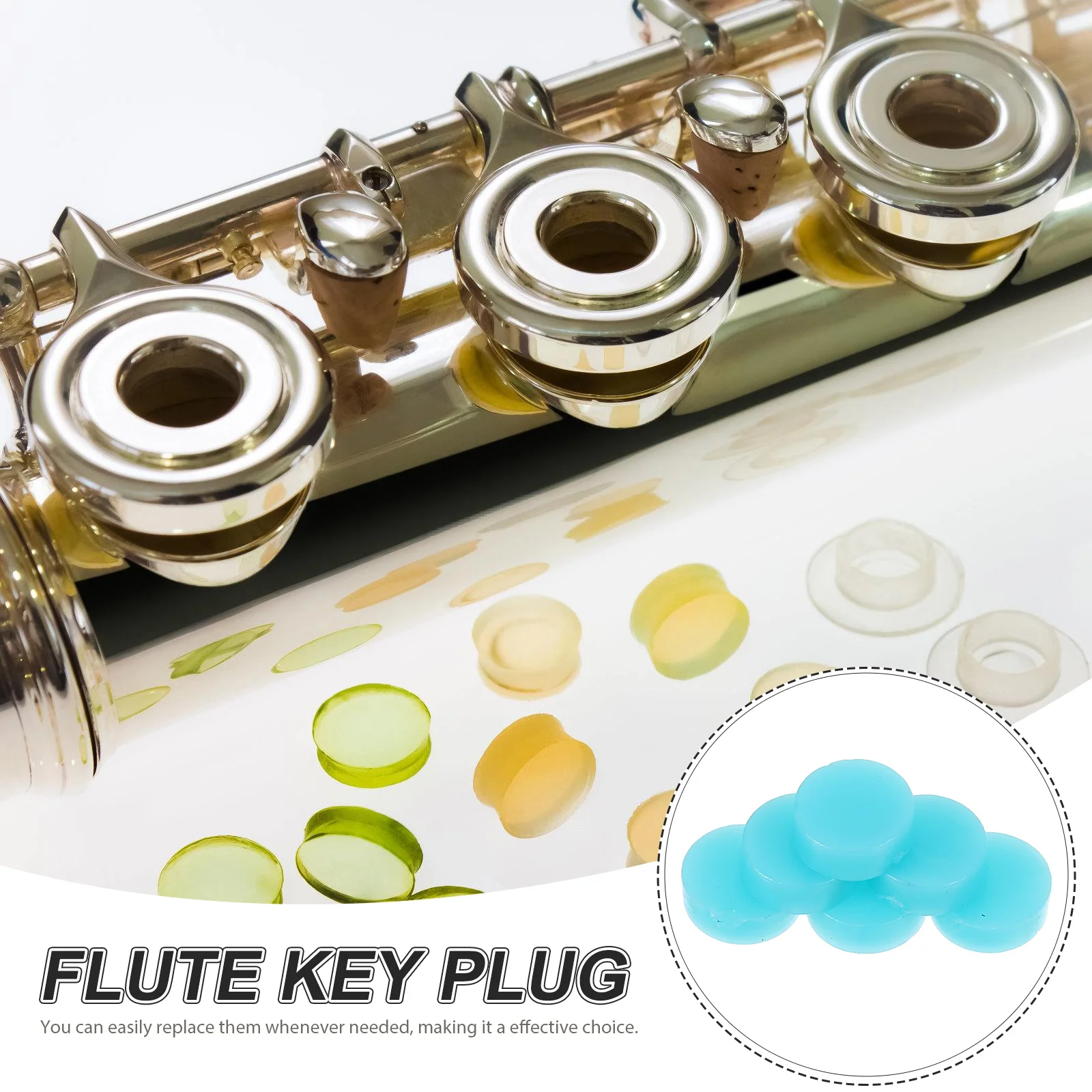 

20 Pcs Flute Hole Plug Cover Flutes Musical Instrument Plugs along with Silicon Parts Keys Replacement Geimenhart End Cap