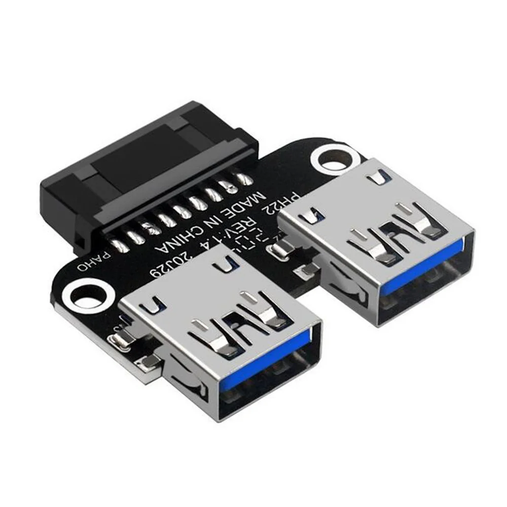 N89R 20Pin to Dual USB3.0 Adapter Connverter Desktop Motherboard 19 Pin/20P Header to 2 Ports USB a Female Connector,PH22