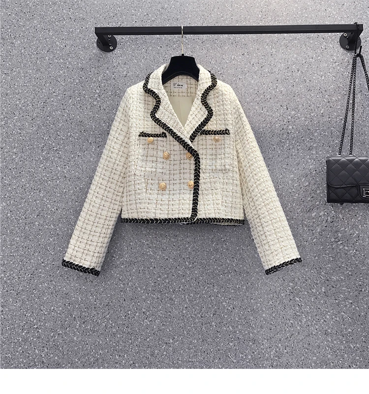 Women Fashion Elegant Tweed Jacquard Suit Blazer Jackert Coat Top And Skirt Two Piece Set Outfit 2022 Winter New Korea Clothes