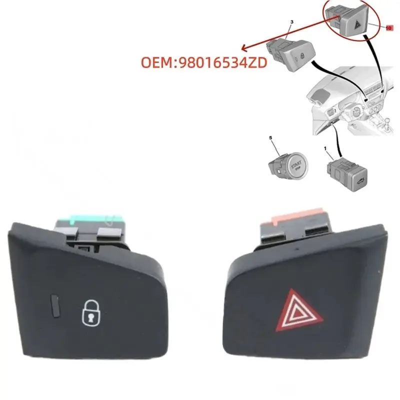 ABOK-98016534ZD 98016515ZD For Peugeot 301 For Citroen Low Configuration C-Elysee Door Lock Switch Danger Signal Light