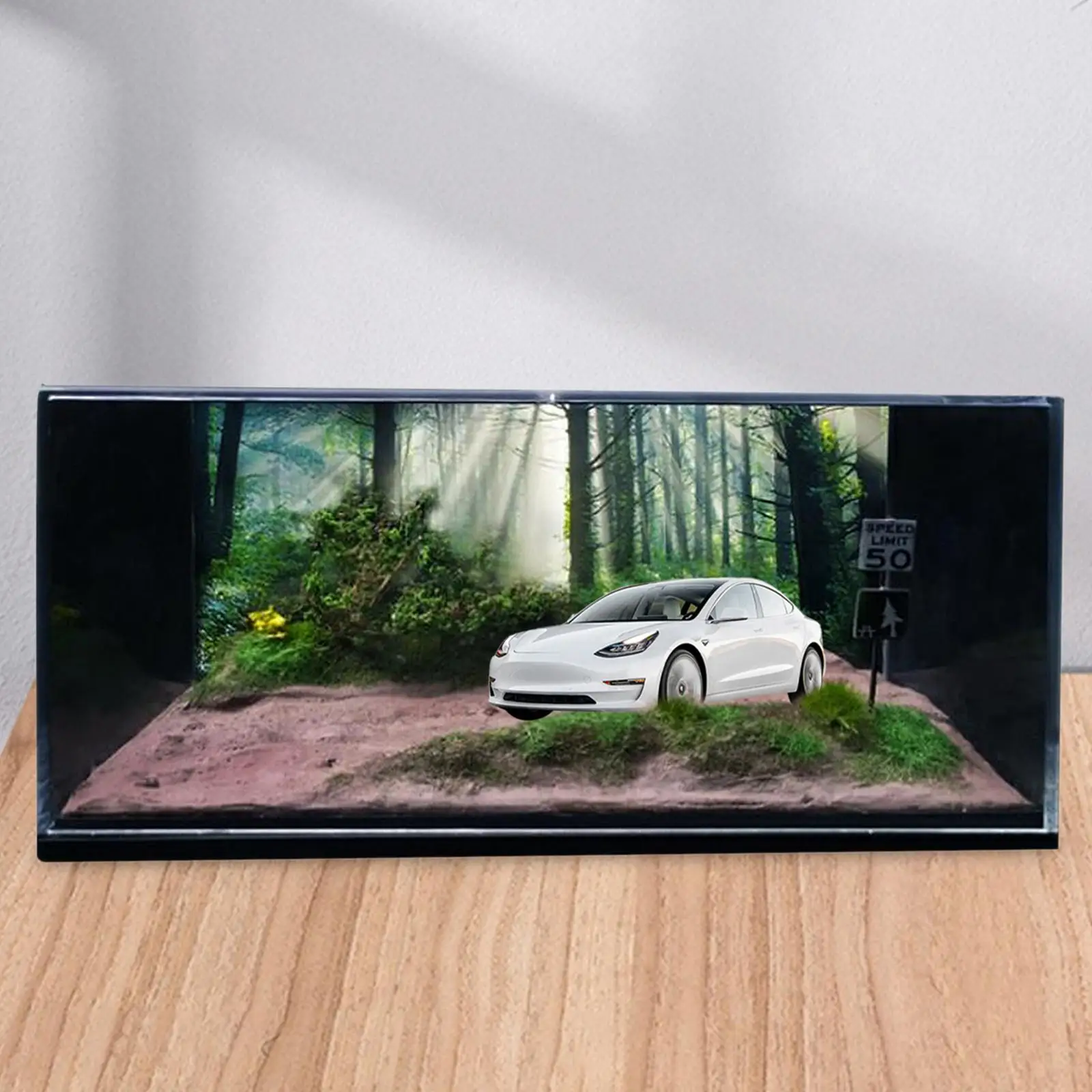 1/64 Model Car Scene Car Garage Diorama Scenery Display, Simulation Forest