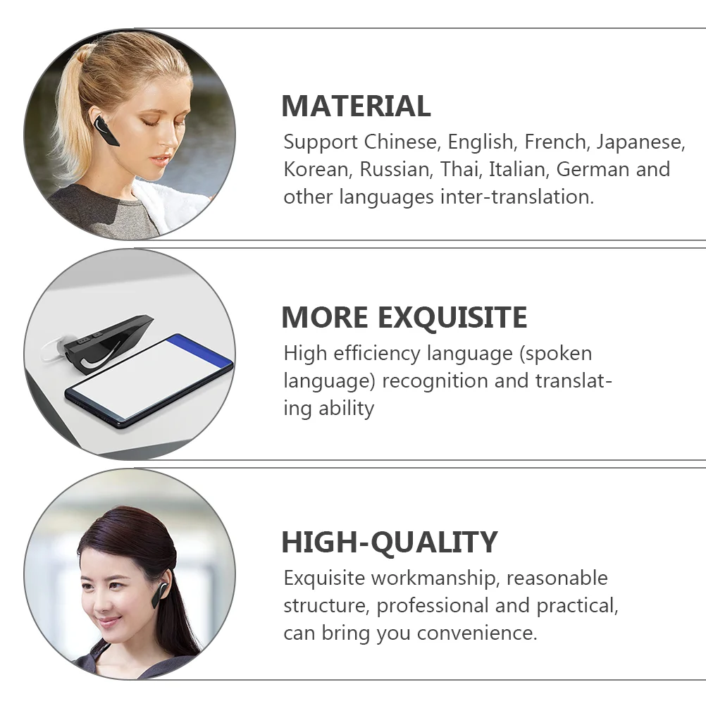 번역 헤드셋 이어버드 Abs 언어의 실용적인 무선 이어폰 번역기 장치