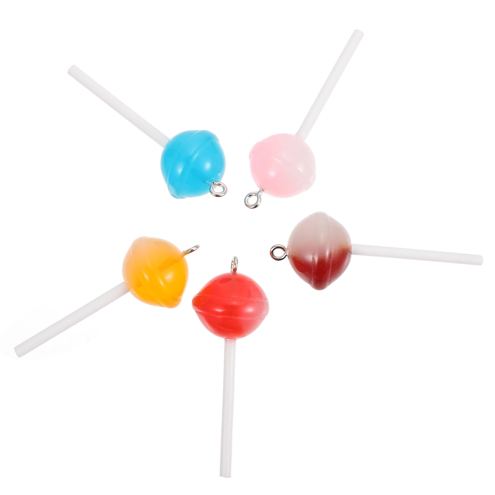 

30 pcs Colored Lollipop Earrings Resin DIY Tags Key Chain Pendant Bag Hanging Ornament Lollipop Keyrings Decor Jewelry