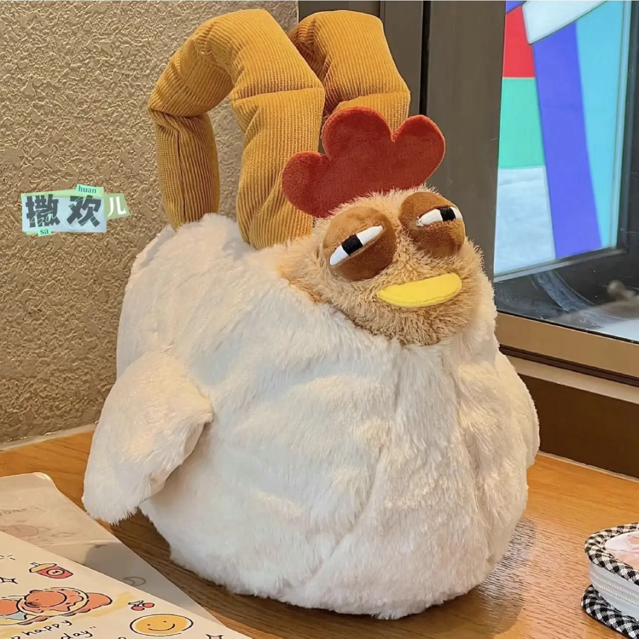 Creative Dozy Chicken Plush Bag Doll Pentant Squawk Alcoholic Chicken Soft Stuffed Cotton Plush Tote For Birthday Gift To Friend