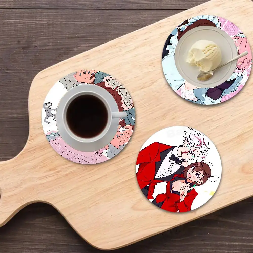 Japanese Anime D-Dandadanes Coasters Suitable for daily family gathering decoration, kitchen, anti-slip wooden coasters