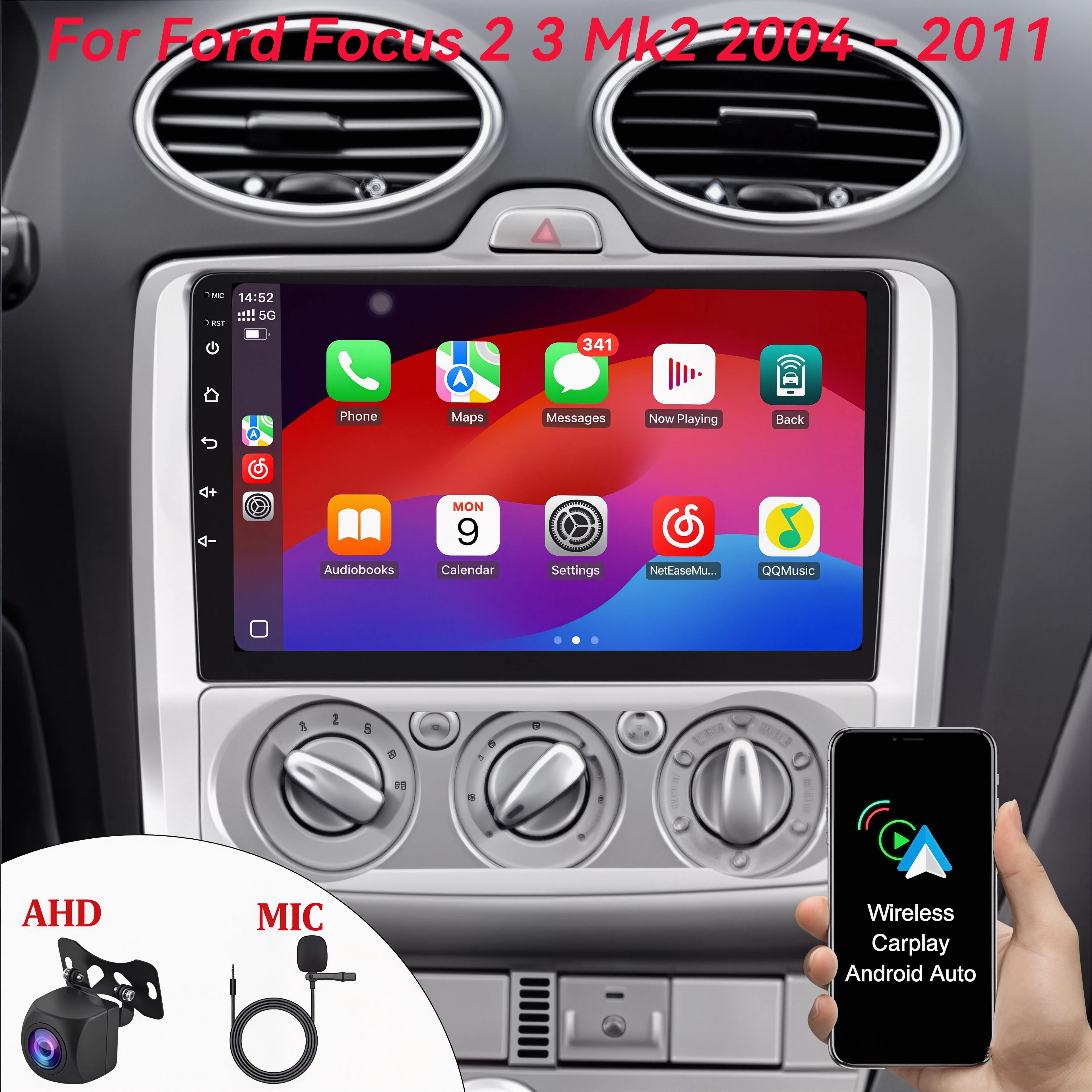 

Android 16 Carplay Auto For Ford Focus 2 3 Mk2 2004 2005 2006 2007 - 2011 Car Radio Navigation Multimedia Player WIFI+4G Navi