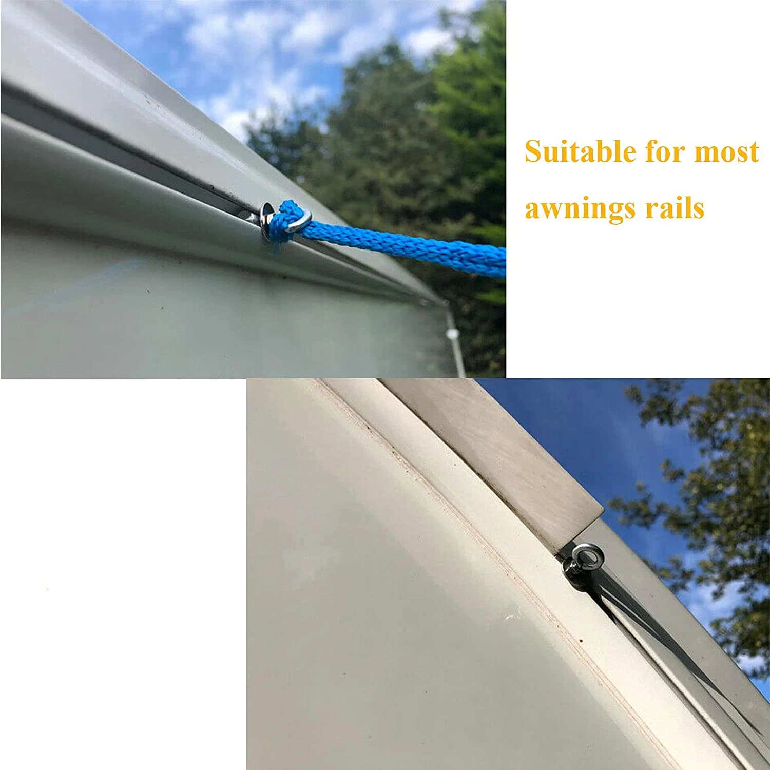 2 مجموعات 6 مللي متر المظلة السكك الحديدية السدادات مع حلقة تسلق السنانير نهاية السدادات حجب عدة ل قافلة متنقل خيمة المعدات