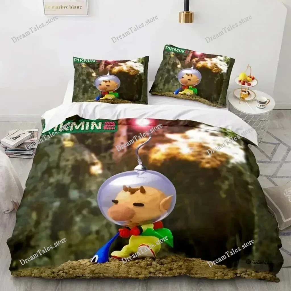 

Cartoon Game Pikmin Bedding Set Boys Girls Twin Queen Size Duvet Cover Pillowcase Bed Boys Adult Fashion Home Textileextile741