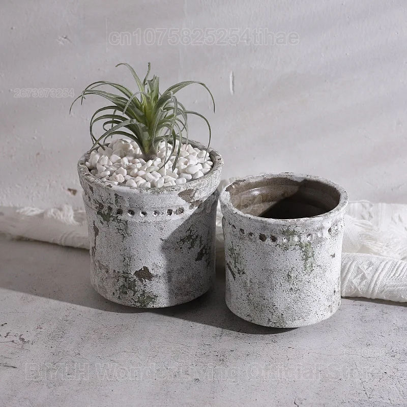 Retro Cement Flower Pot Mini Home Decoration Succulents Potted Home Desktop Decoration Garden Green Plant Planting Accessories