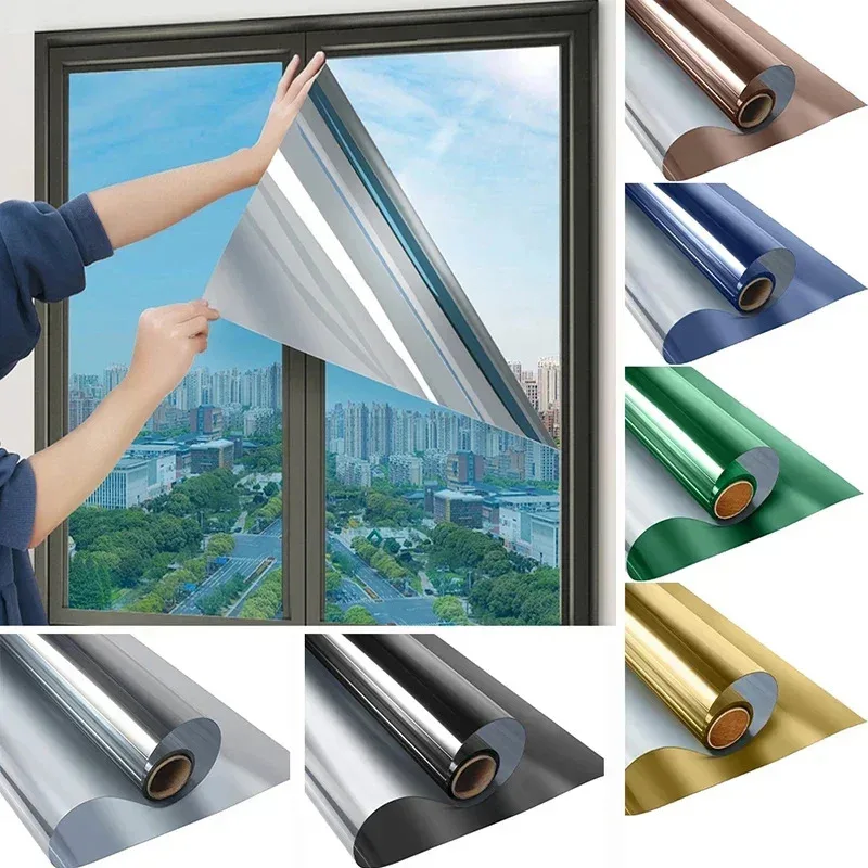 

Self-adhesive Glass Window Sticker Summer One Way Mirror Heat Insulation Vinyl Anti-UV Privacy Sun Screen Film for Home Office