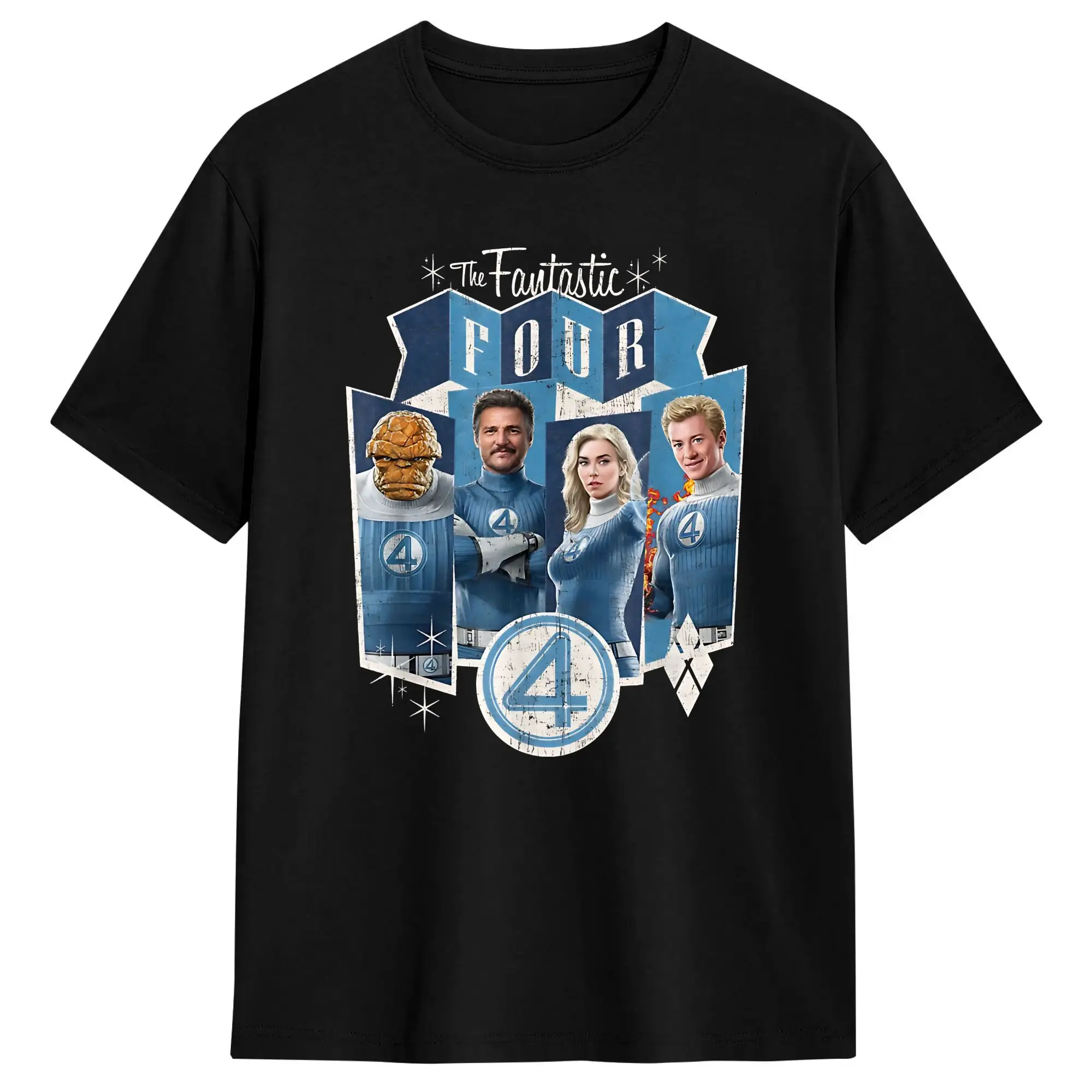 The Fantastics Fours First Steps Team  T Shirt for Men Women Cotton T-Shirt Round Neck  Tee Shirt Short Sleeve Tops Plus Size