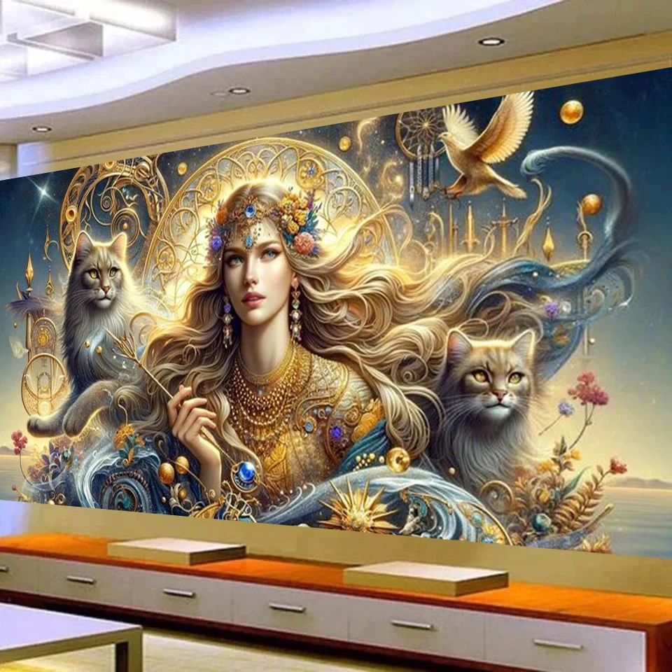 

DIY Diamond Painting Goddess Of Love And Beauty and Golden Cat Full Square Round Diamond Mosaic Embroidery Sale For Home Decor