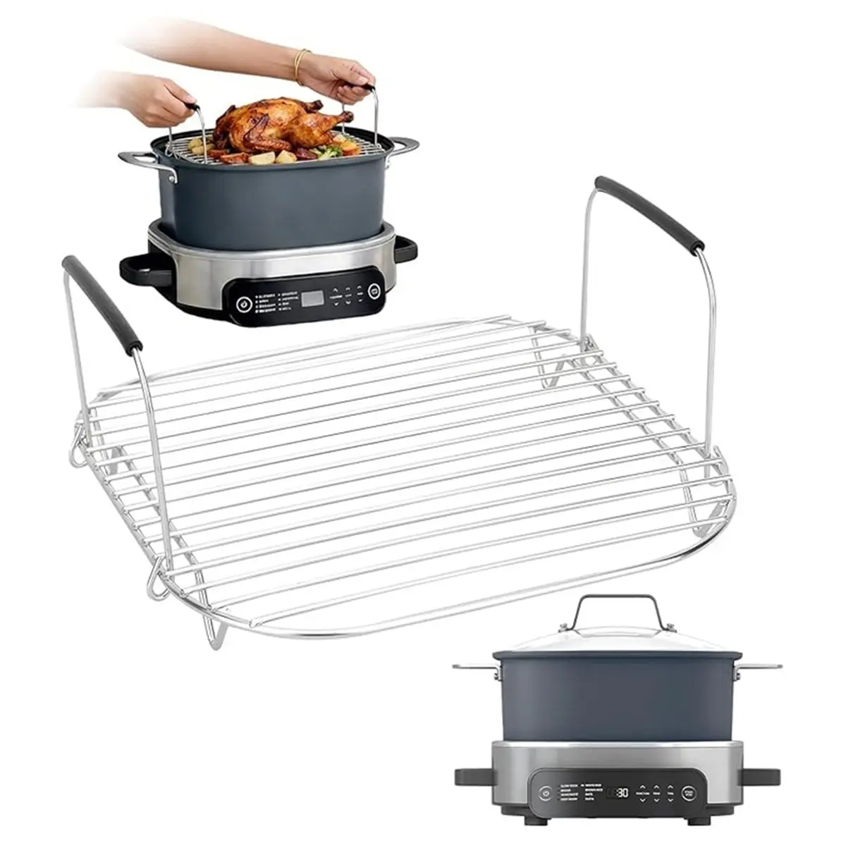 Grill and Steam Racks for the Foodi Possiblecooker MC1101 Slow Cooker Grill Rack with Handle