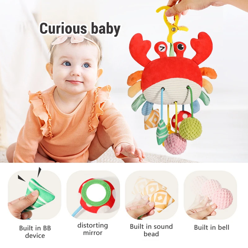 Soft Plush Crab Zebra Baby Toys 0-6 Months Hanging Rattle Stroller Car Seat Toys for Newborn Infant Birthday Gift