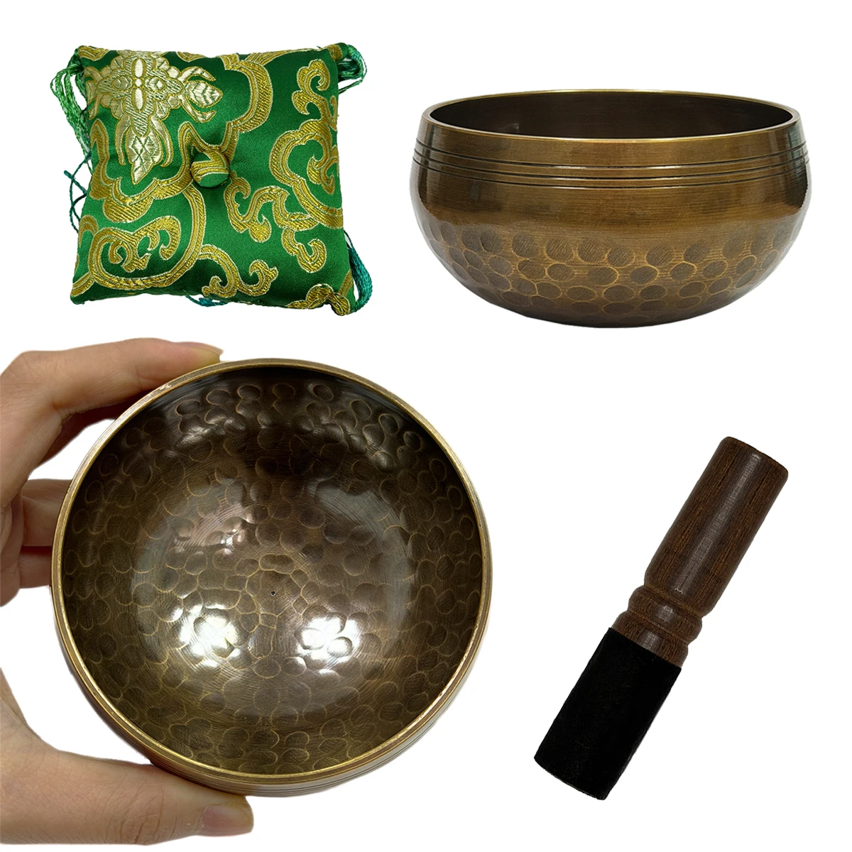 Miwayer Heilende Klangschalen-Set – 10 cm Kissen, 12,5 cm Schlägel, 9 cm Schale, 233 g, ruhiges Gemüt, Stressabbau, spirituelles Geschenk