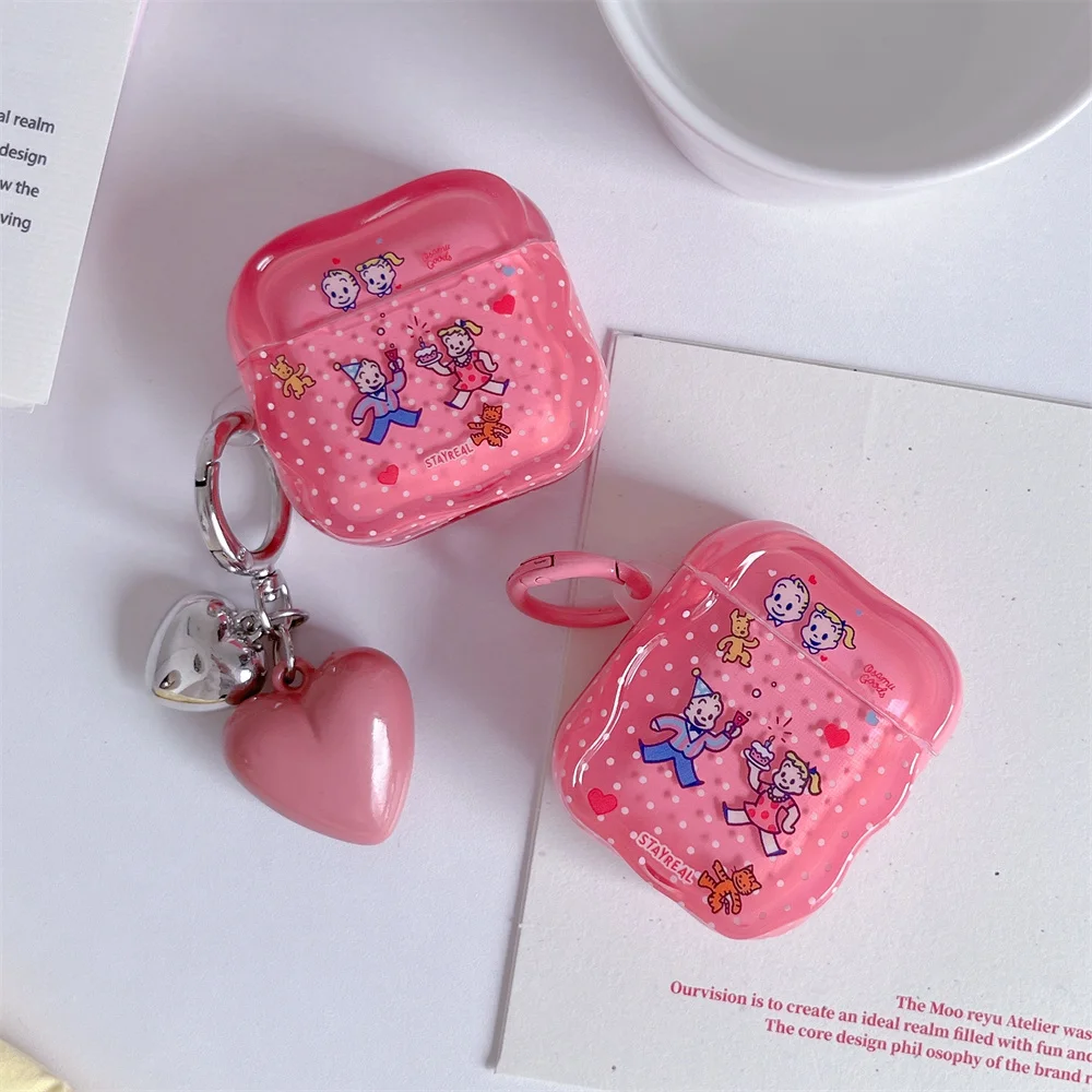 

Cute Polka Dot Cartoon Earphone Case Shockproof cover for Apple Airpods 2 3 4 Case With Charm for Pro3 Pro2 4 Headphone Case Co
