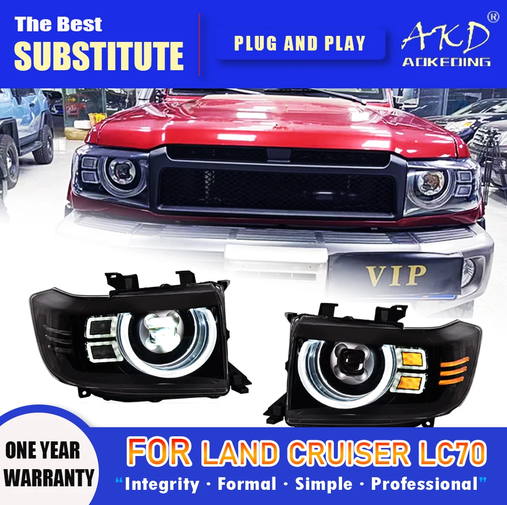 

AKD Head Lamp for Toyota Land Cruiser LC71 LC72 LED Headlight LC70 LC79 LC73 LC74 DRL Turn Signal High Beam Angel Eye Projector