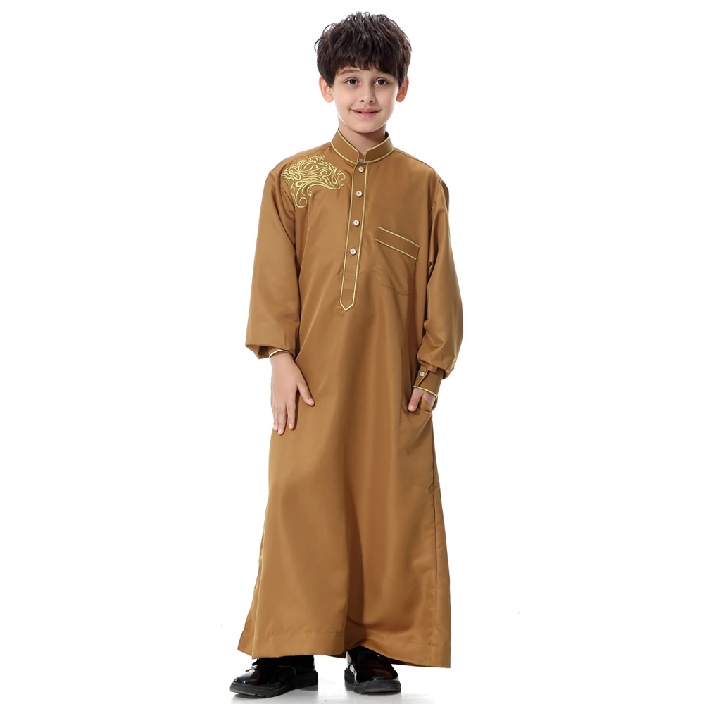 Children Abaya Arab Dress for Men Islamic Children Clothing Boys Kids Muslim Thoub Jubba Thobe Daffah Robe Gown Ramadan Caftan