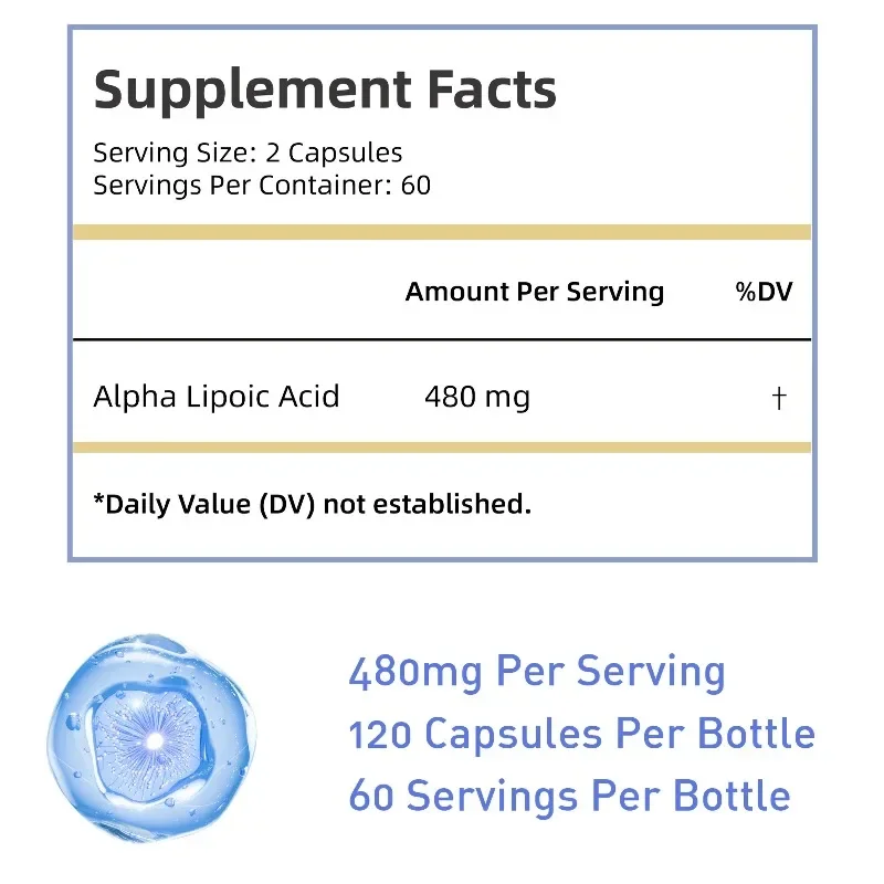 Alpha Lipoic Acid - Relaxes Nerves, Promote Brain and Heart Health, Improves Cognitive Function, Supports Cellular Energy