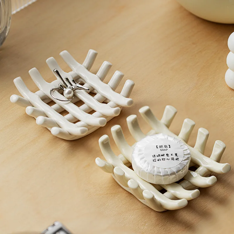 Hand Woven Ceramic Soap Box Bathroom Storage Ornaments Soap Drain Box Soap Tray Soap Stand Home Decorative Pieces