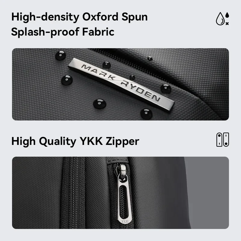 حقيبة ظهر MARK RYDEN للرجال Ykk Zipper حقيبة سفر للأعمال تناسب الكمبيوتر المحمول مقاس 15.6 بوصة