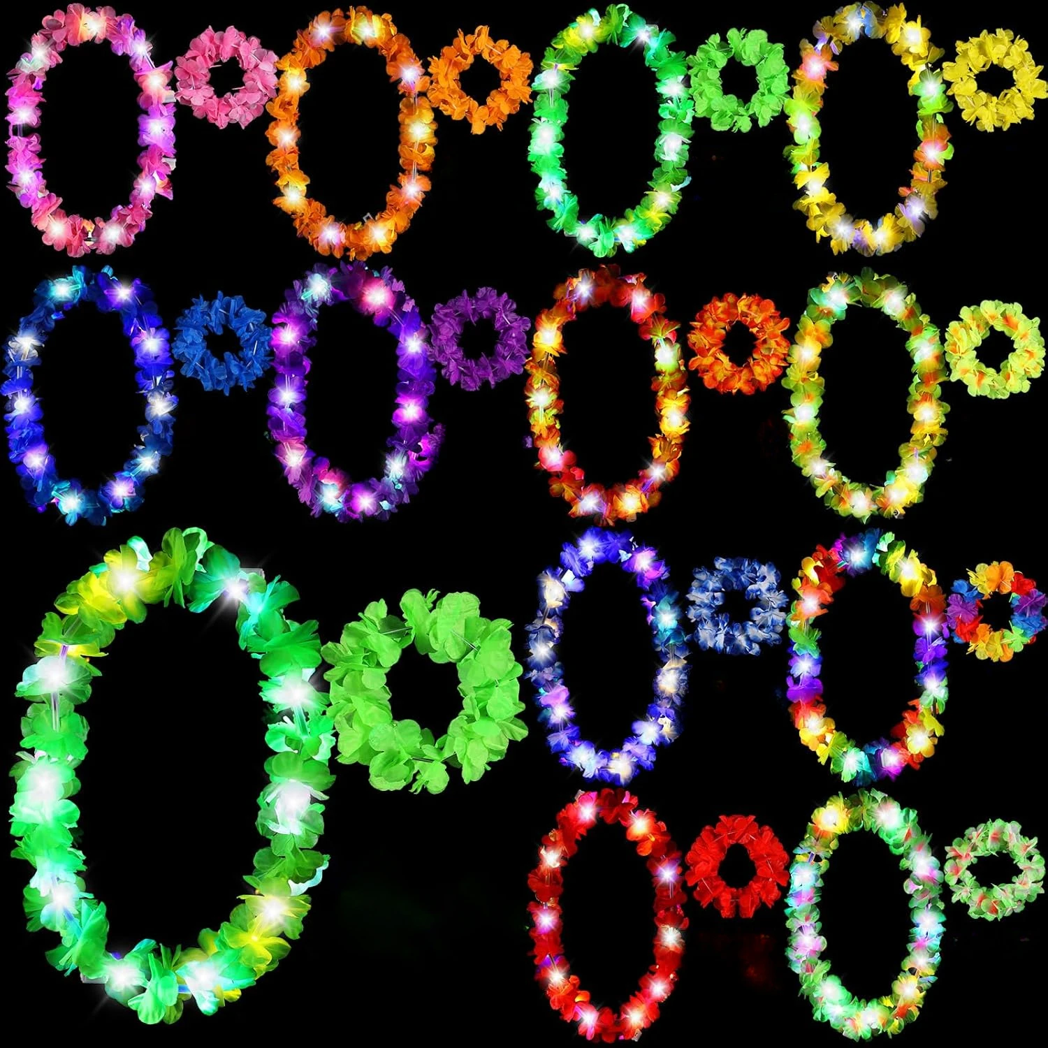 

10 шт. светодиодный гавайский лей, объемная подсветка, Luau Leis, ожерелье, венок, корона, вспышка, гавайская тропическая тема, цветок, праздник, карнавал