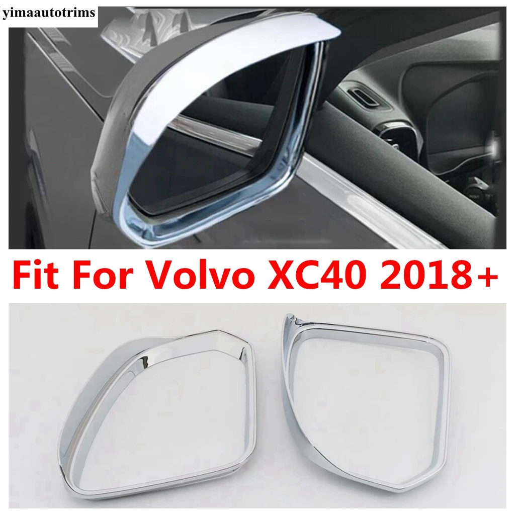 

For VOLVO XC40 2018 - 2024 Car Rearview Mirror Rain Shade Eyebrow Eyelid Frame Cover Kit Trim ABS Chrome Accessories Exterior