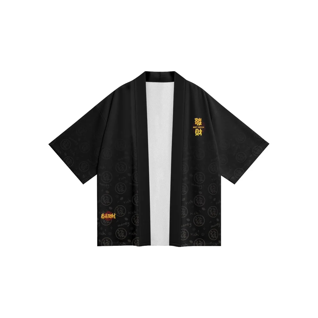 سترة صيفية فضفاضة على الموضة اليابانية الكرتونية التنين كيمونو ملابس الشارع الشهير رداء النساء والرجال هاوري توب يوكاتا