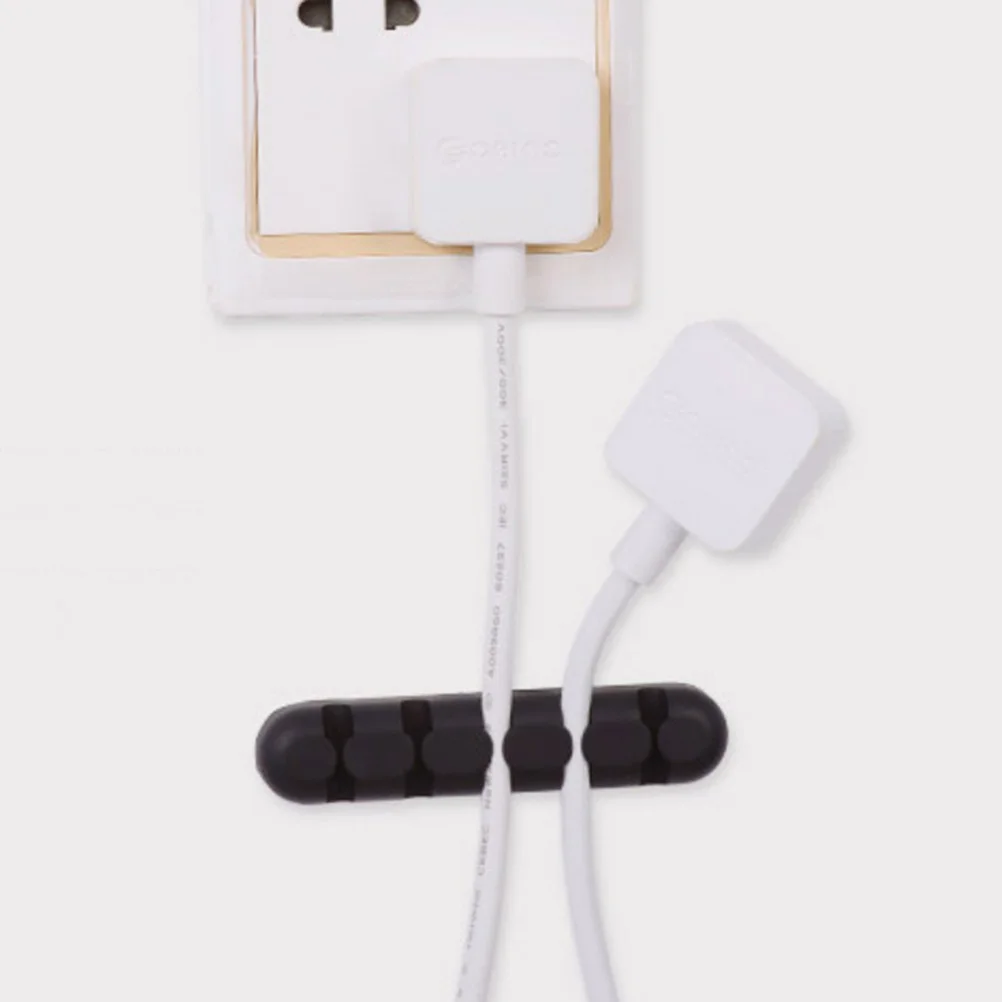 

Cable Clips 5 Holes Black Cord Organizer Desktop Cable Management Adjustable Self Adhesive Cord Clips for Power Charging USB