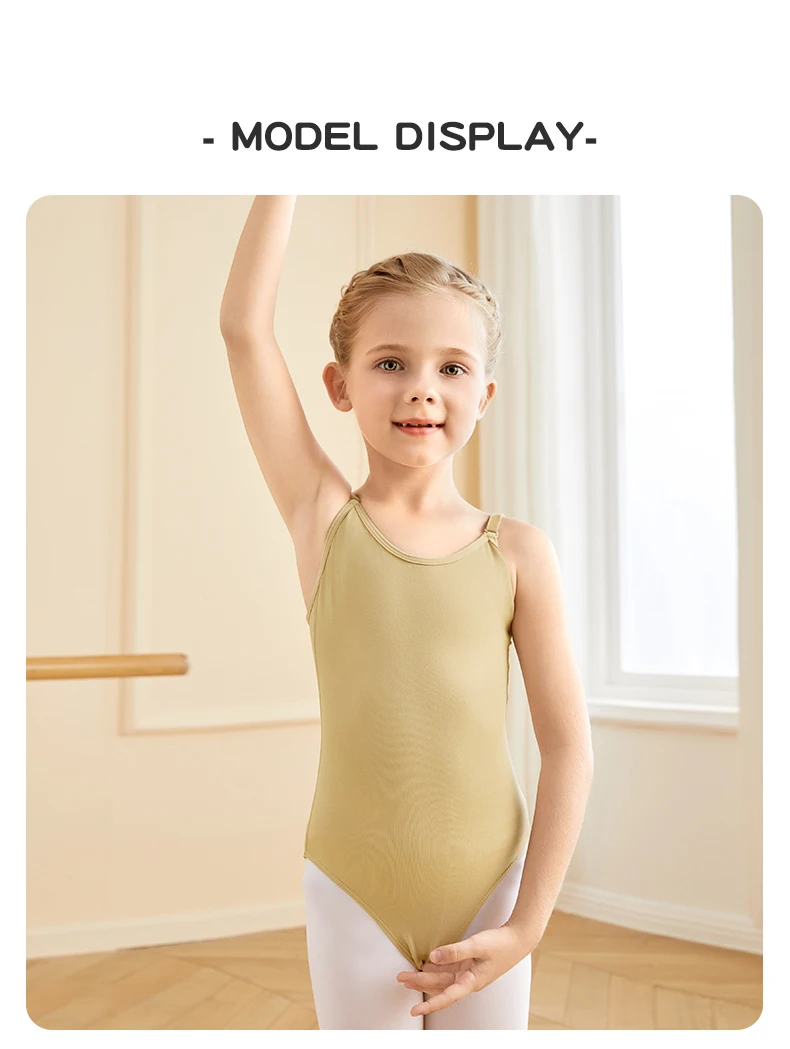 Ballett-Trikots für Mädchen und Kinder, nackt, nahtlos, Leibchen, verstellbarer Schultergurt, Tanz-Body, Gymnastik-Trikot, Unterwäsche – Detail 4