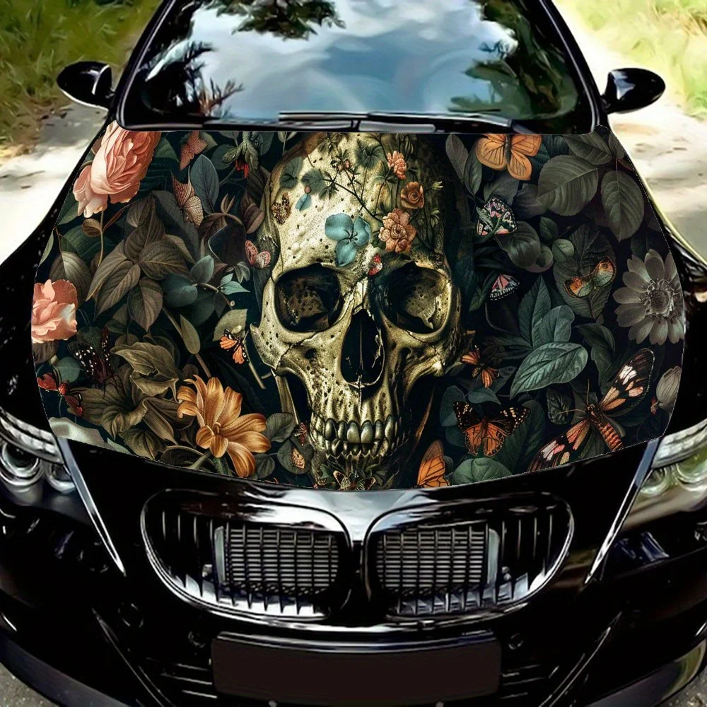 

Ghoulish Skull Garden Striking Skeleton Автомобильный капот виниловые наклейки, наклейка на двигатель автомобиля, водостойкая самоклеящаяся автомобильная упаковка C