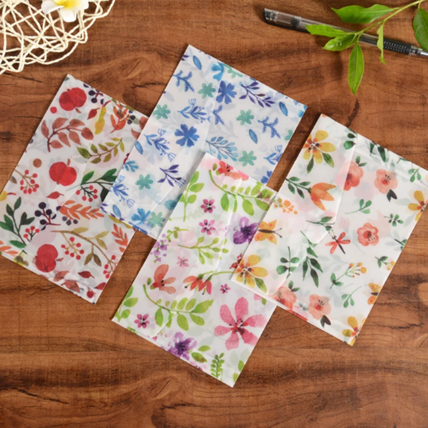 

10 pieces/set Cute translucent onion skin envelopes Color printed envelopes Fresh style envelopes School supplies 12.5*17.5