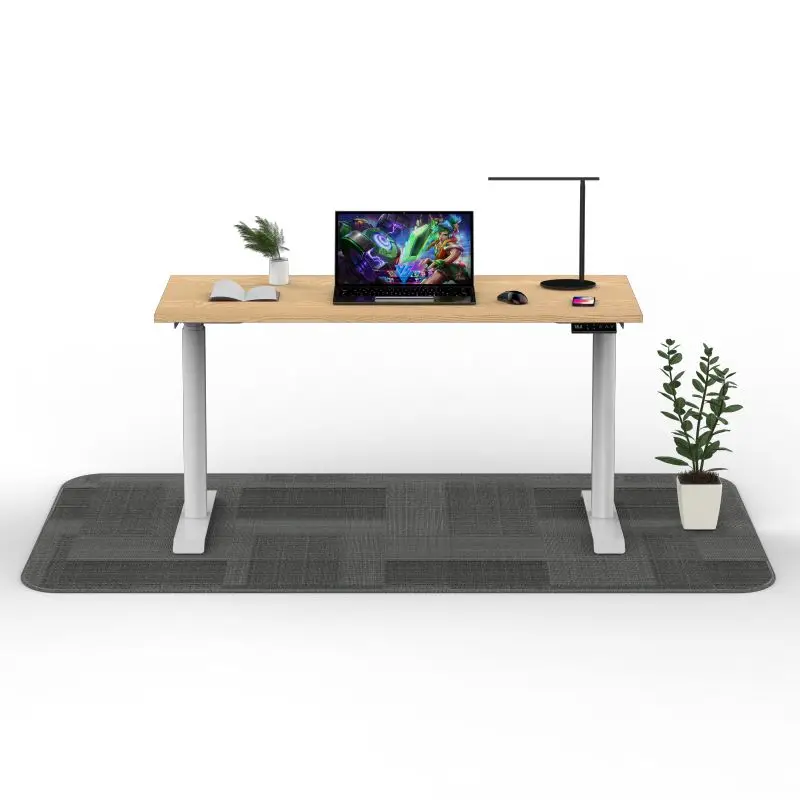 Modern ergonomics height adjustable oval elliptical round leg column standing desks electric sit stand lift desk metal frame