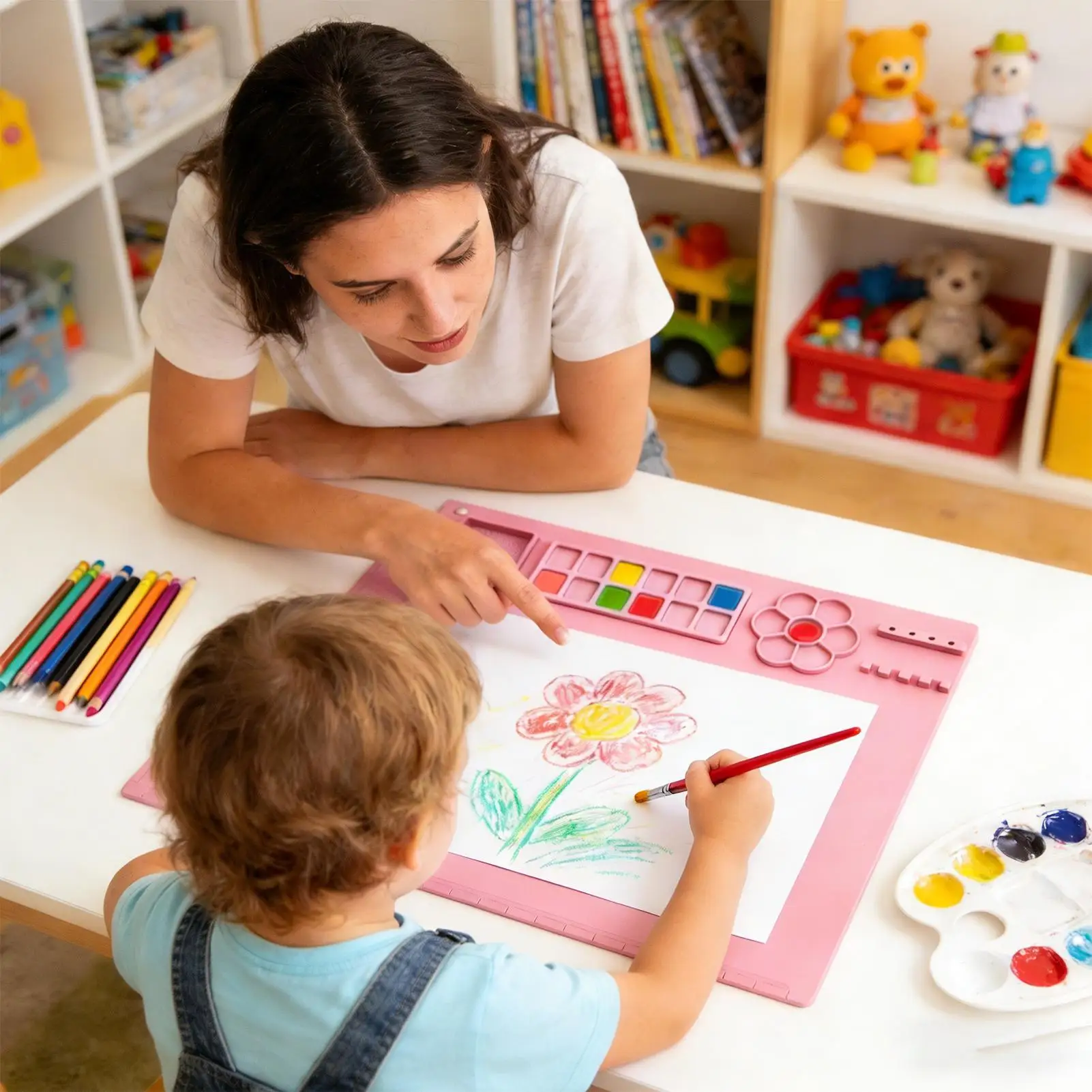 

Коврик для рисования, акварельные проекты, многоразовый силиконовый коврик для рукоделия с держателем для краски для художника, мальчиков и девочек, студентов, домашний класс