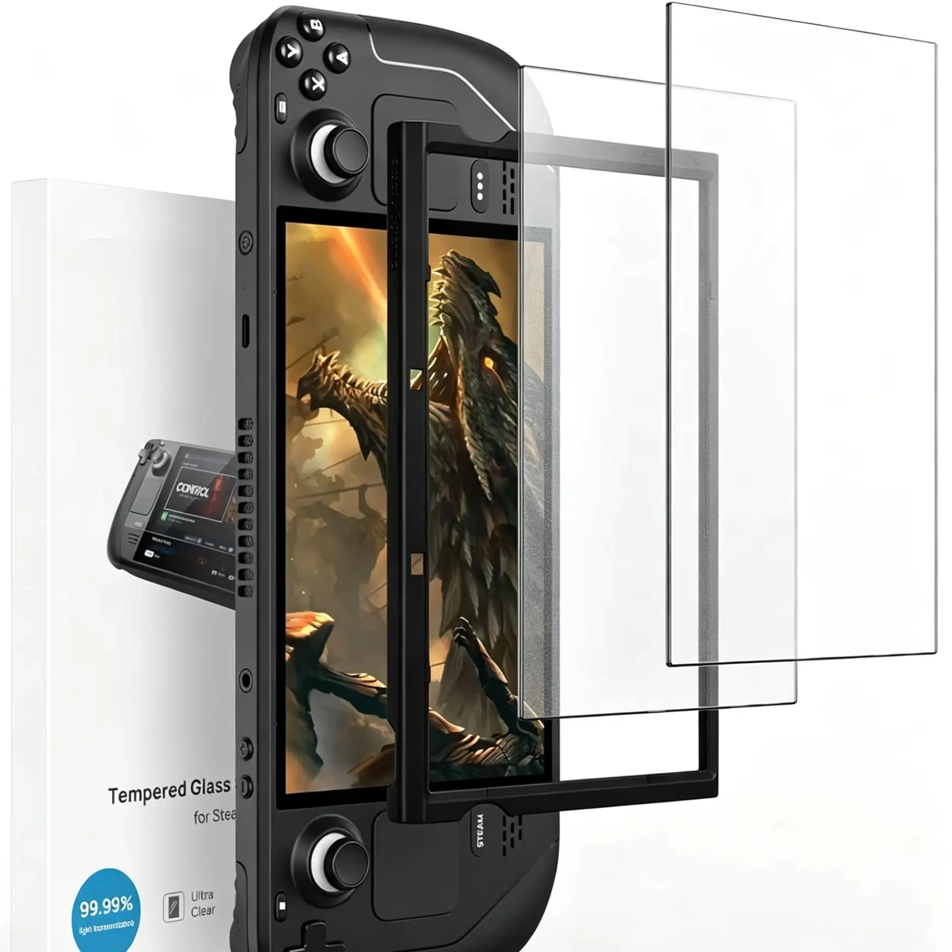 Matte Anti Glare Tempered Glass 2-Pack, 9H Hardness Scratch Resistant Protector with Install Kit for Steam Deck OLED